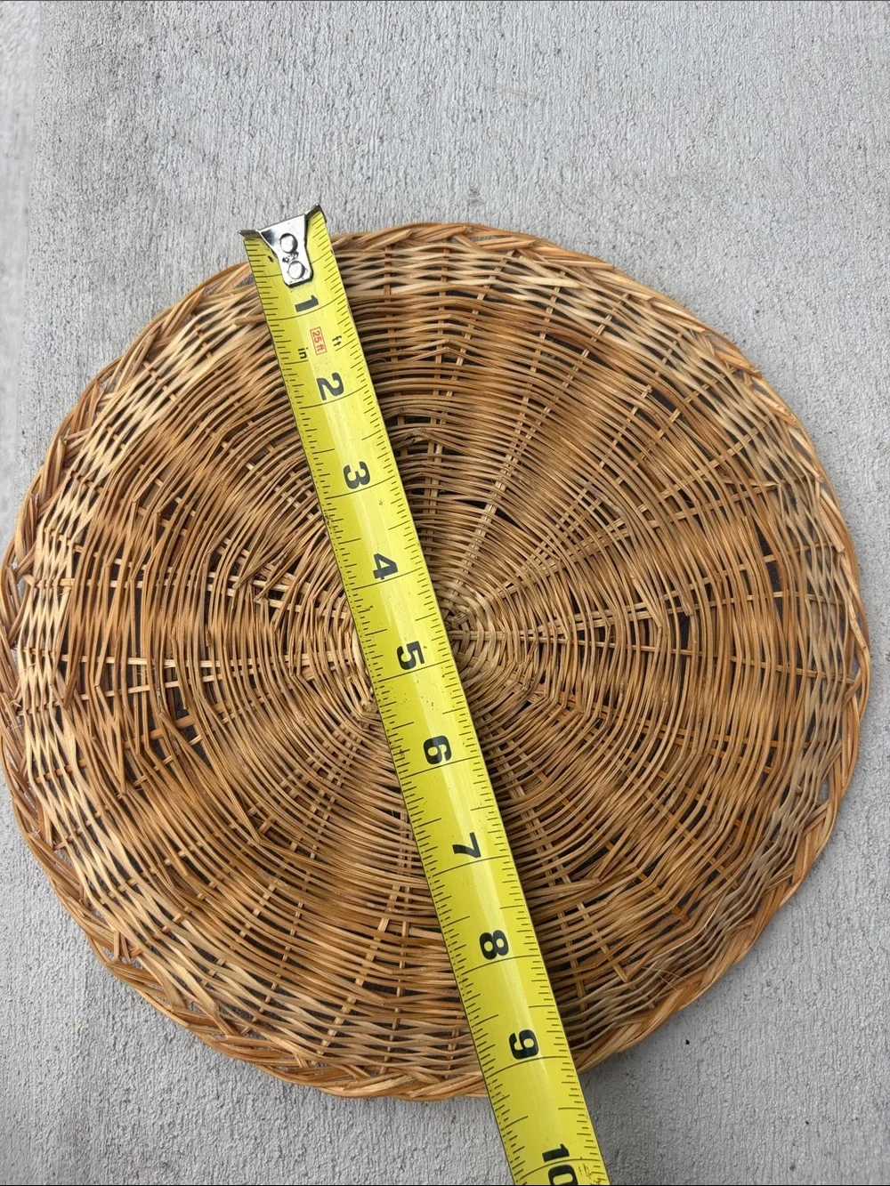 Vintage Woven Wicker Paper Plate Holder Boho Basket Charger Wall Art Single